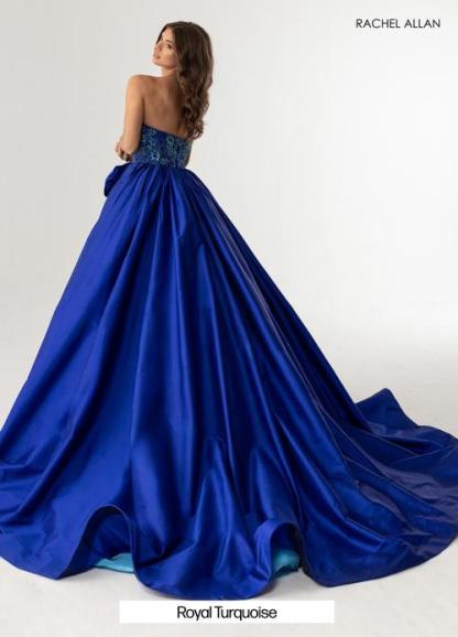Elegance Beaded Stretch Tulle High Slit Sweeping Train Prom Dress #71068