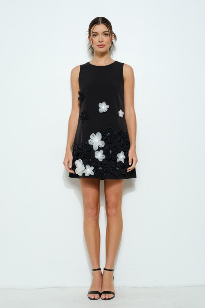 Sleeveless Floral Applique A-line Mini Dress #23569548