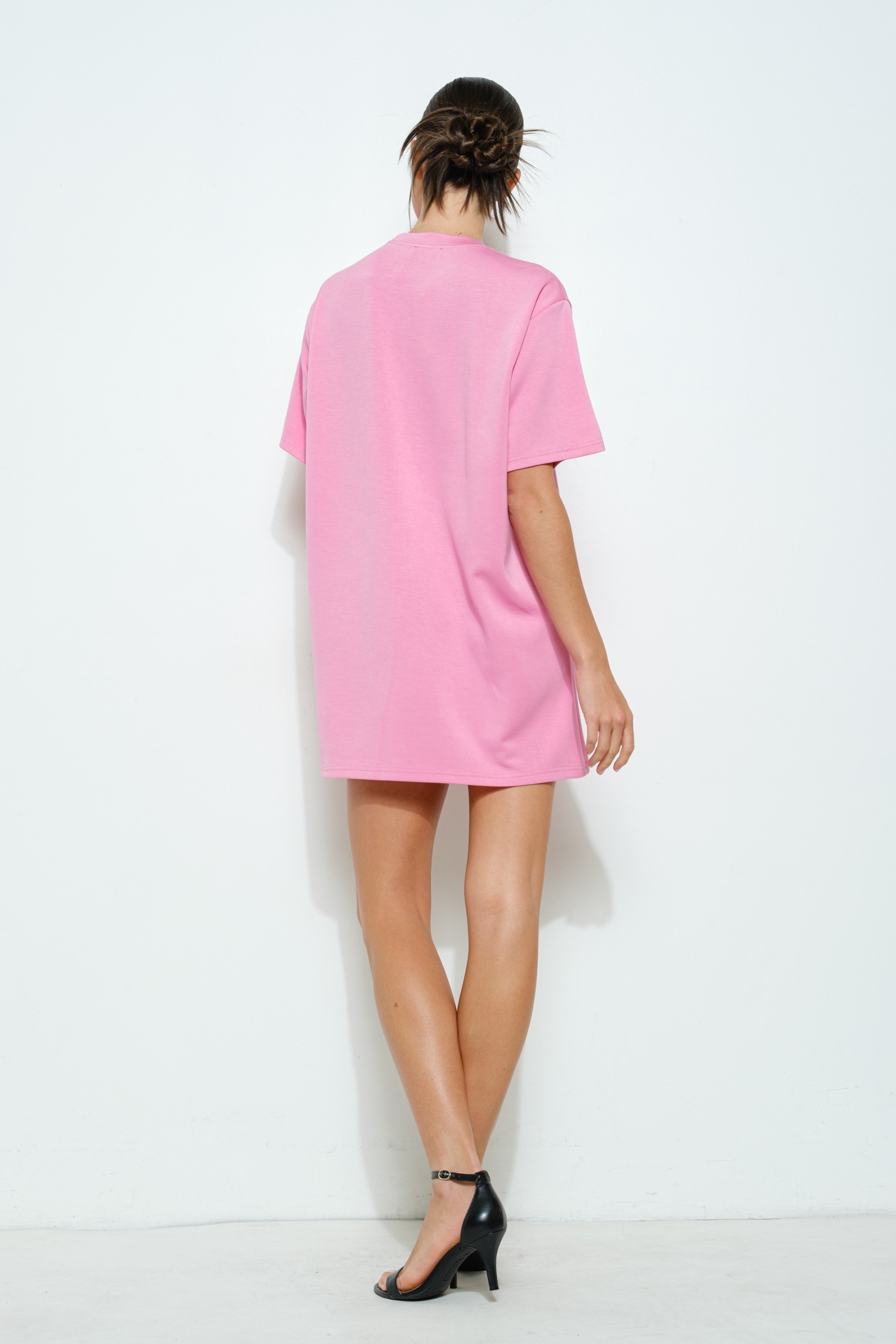 Rhinestone Beaded Flower Embellished T-shirt Dress #23560579