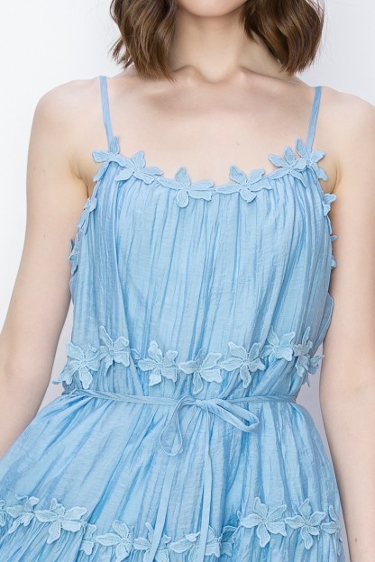 Satin Sleeveless Floral Lacetrim Detail Midi Dress #23635204