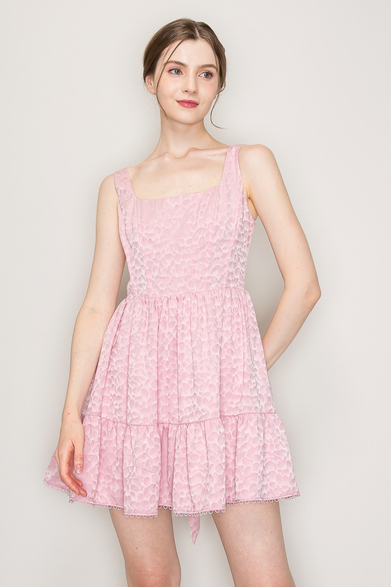 Square Neck Corset Detail Sleeveless Mini Dress #23679445