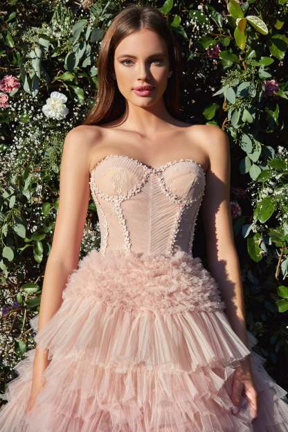Corset Princessa Ruffle Tier Skirt Tulle Ball Gown #A1017