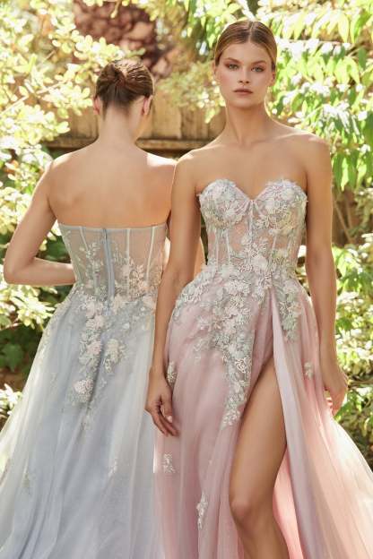 Strapless Floral Bodice Appliques Penelope Blossom Ball Gown #A1089