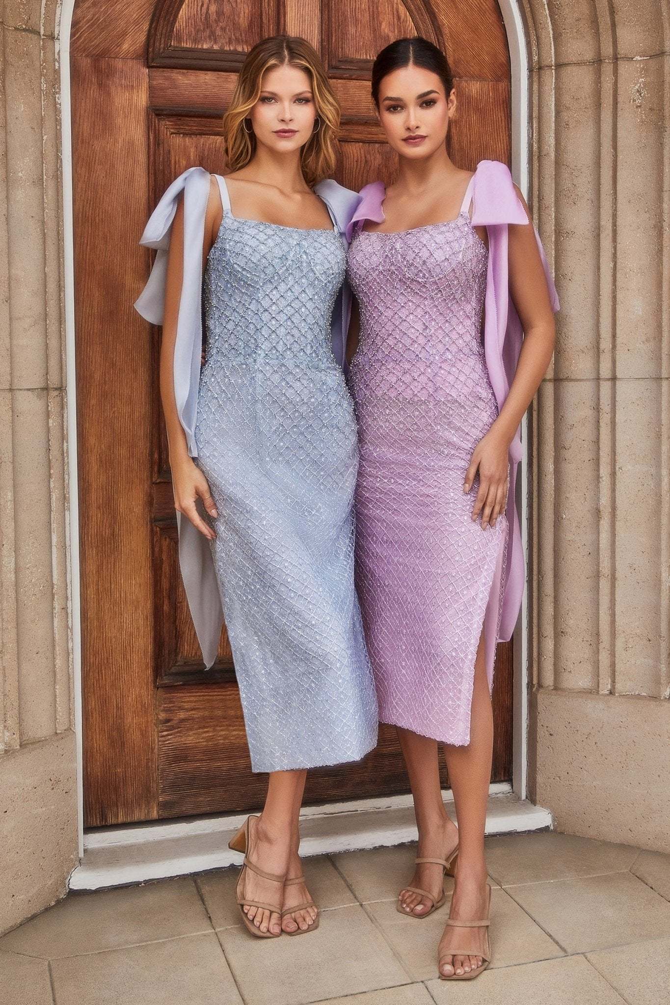 Stunning Satin Rhinestone Cocktail Dress W Detachable Bow #A1110