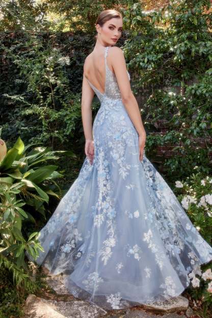 Stunning Florentine A-Line Scoop Neckline Layered Floral Gown #A1124