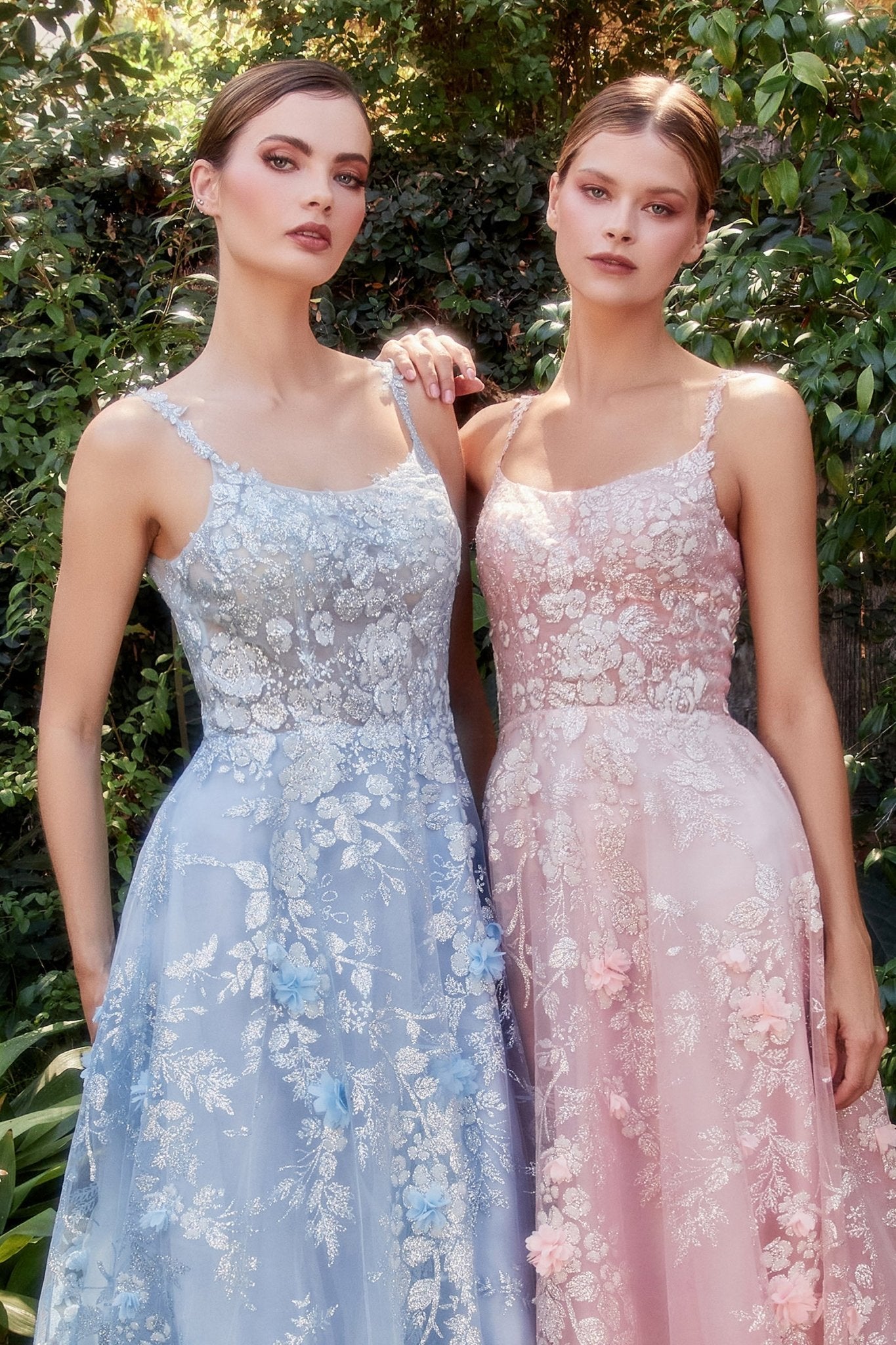 Stunning Florentine A-Line Scoop Neckline Layered Floral Gown #A1124