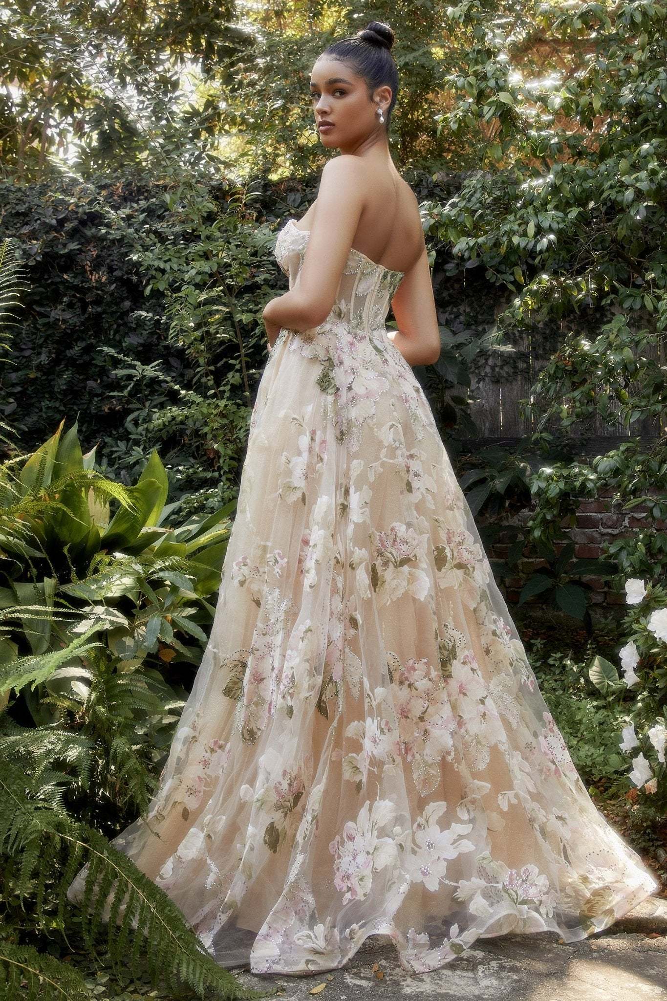 Ravishing Sweetheart Magnolia Print Strapless A-Line Gown #A1134