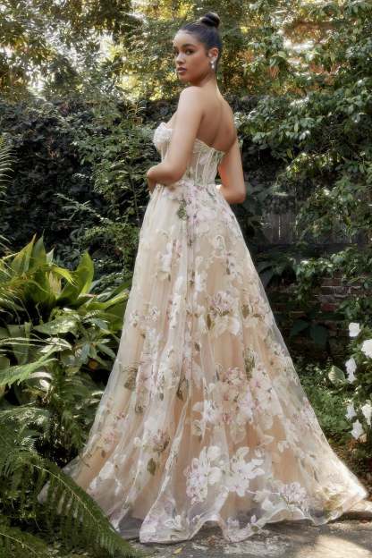 Ravishing Sweetheart Magnolia Print Strapless A-Line Gown #A1134