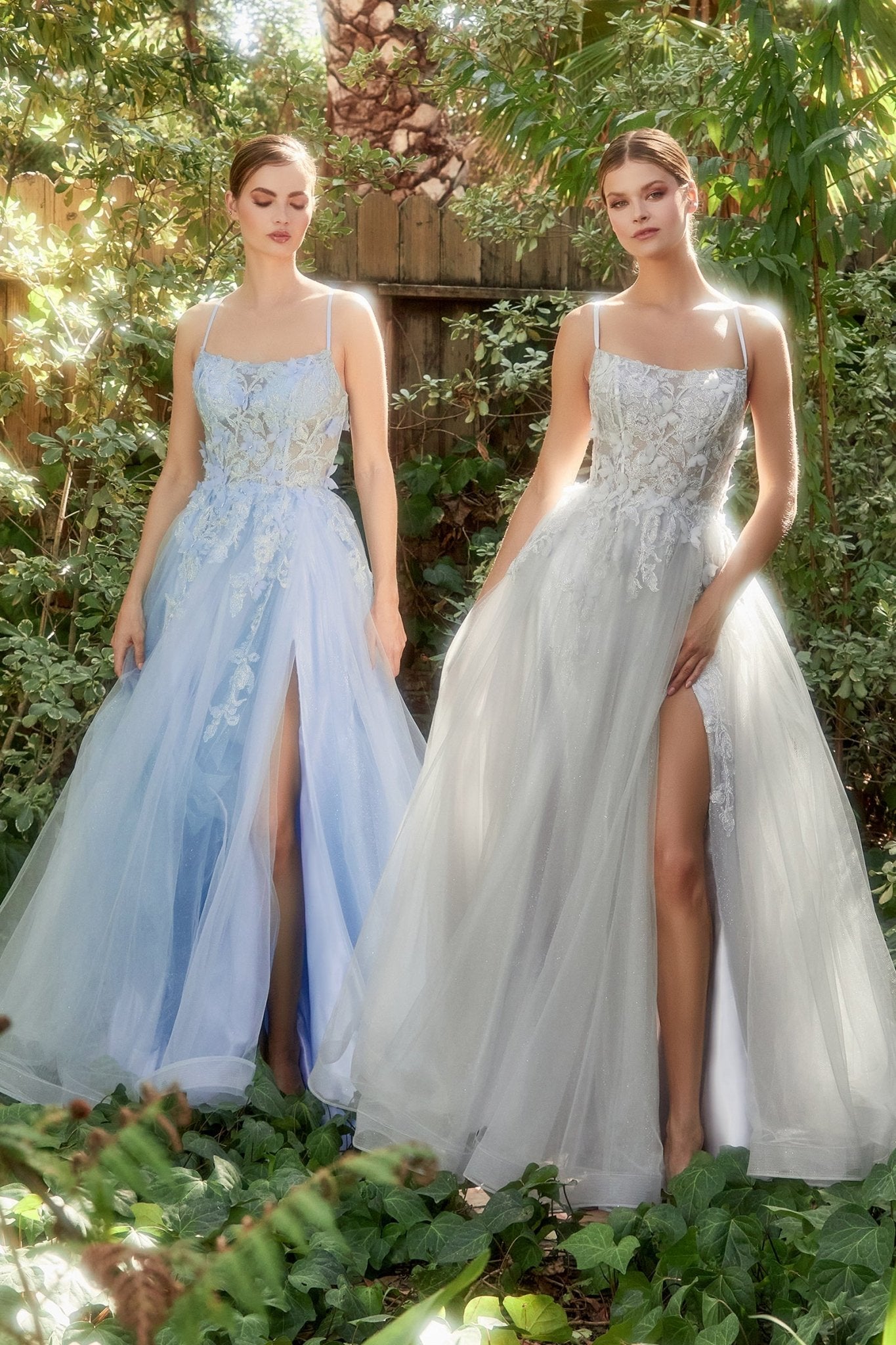 A-Line Straight Neckline Butterfly  Floral Lace Appliques Gown #A1141