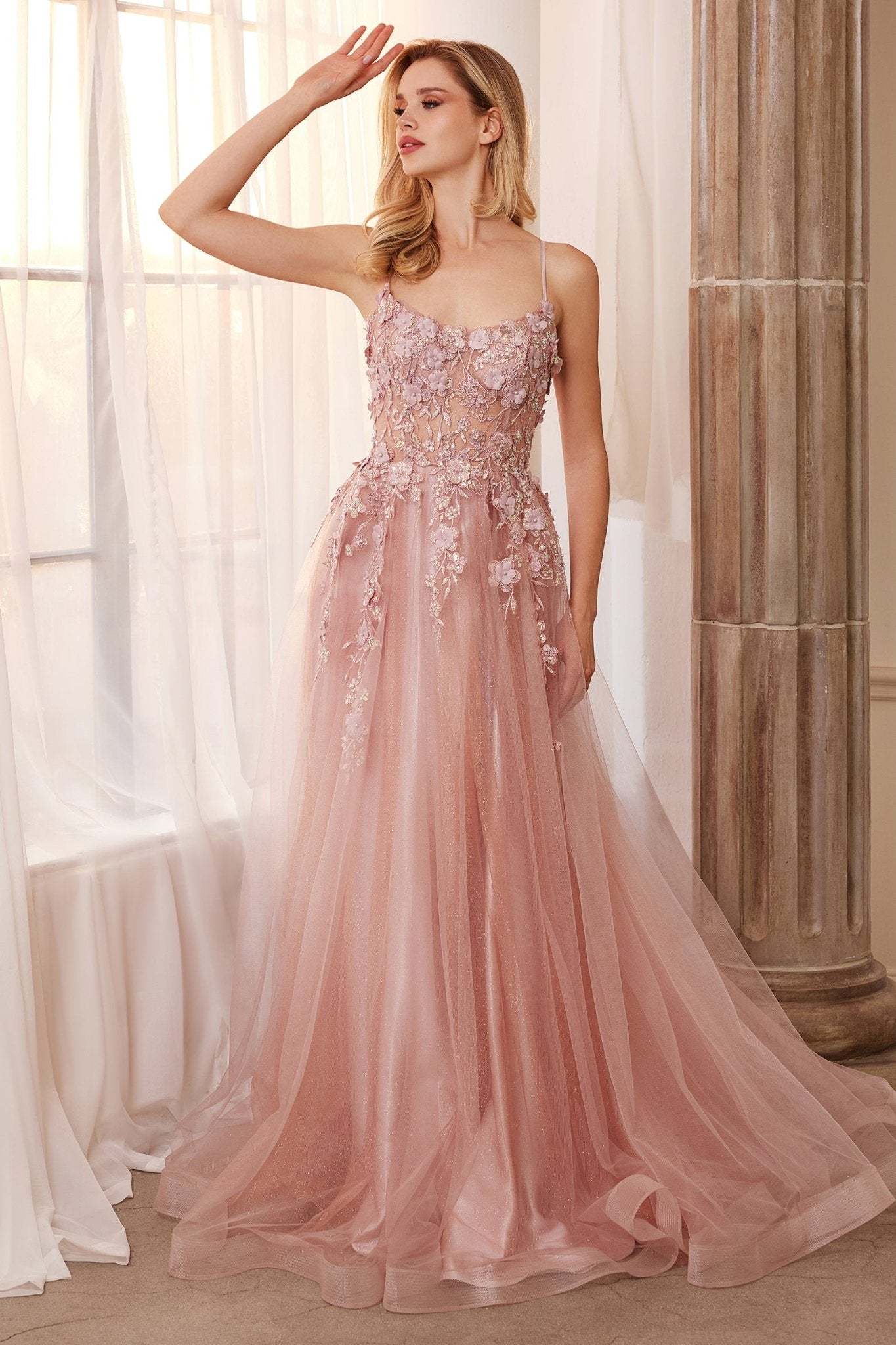 Breathtaking A-Line Straight Neckline Layered Tulle Skirt Gown #A1142