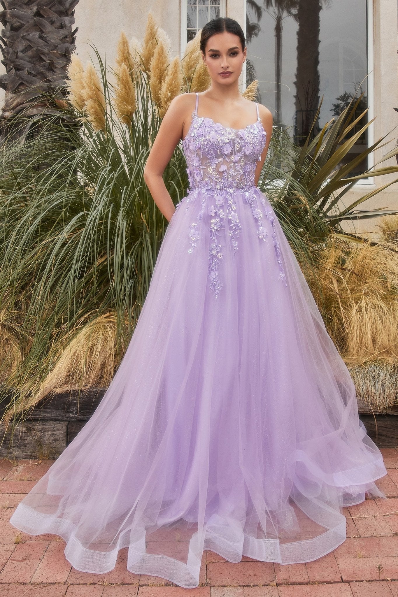 Breathtaking A-Line Straight Neckline Layered Tulle Skirt Gown #A1142