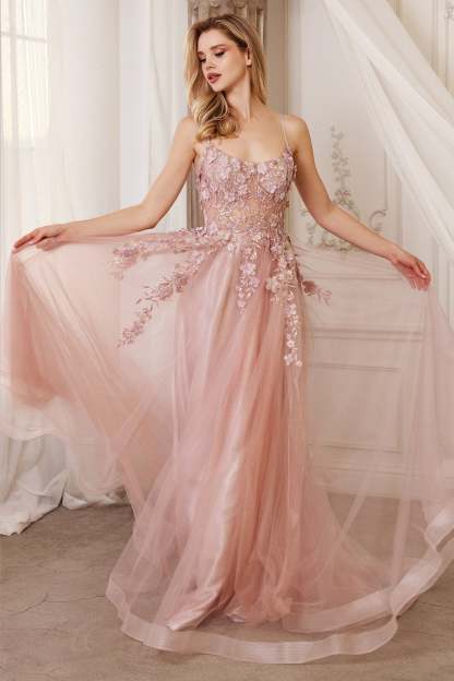Breathtaking A-Line Straight Neckline Layered Tulle Skirt Gown #A1142