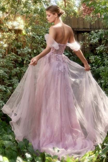 Romance A-Line Lace Skirt Off The Shoulder Birds Gown #A1149