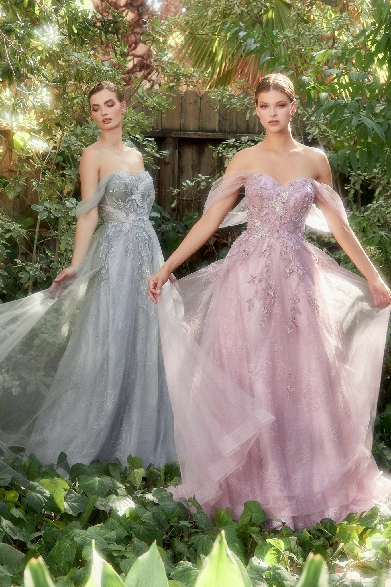 Romance A-Line Lace Skirt Off The Shoulder Birds Gown #A1149