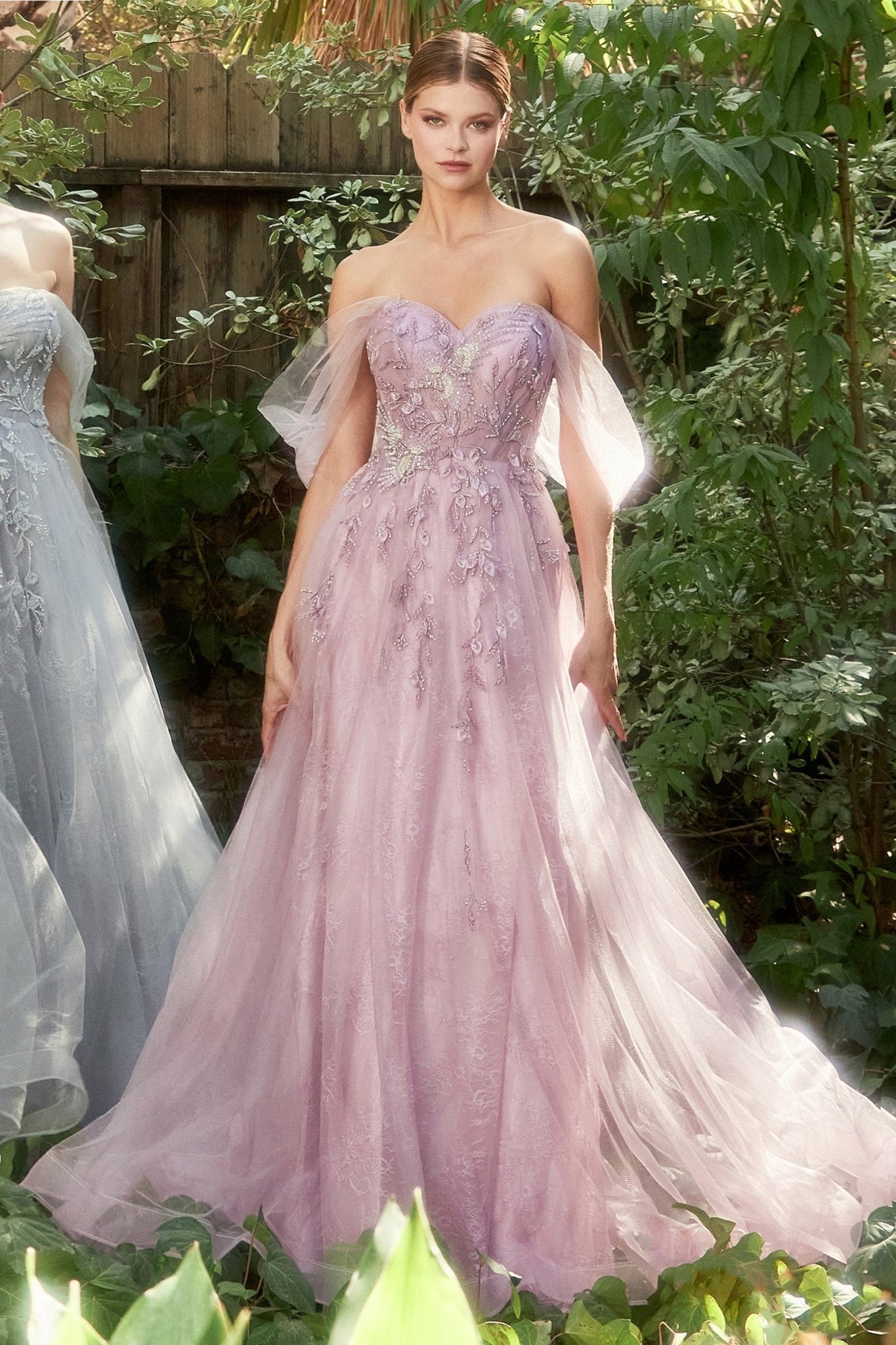 Romance A-Line Lace Skirt Off The Shoulder Birds Gown #A1149