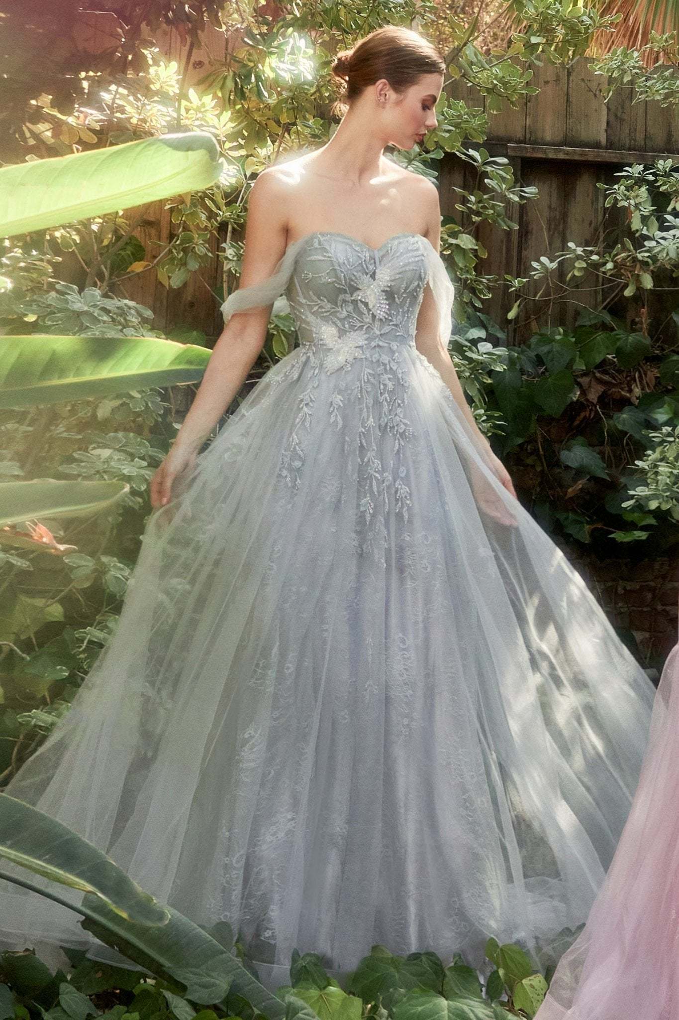 Romance A-Line Lace Skirt Off The Shoulder Birds Gown #A1149