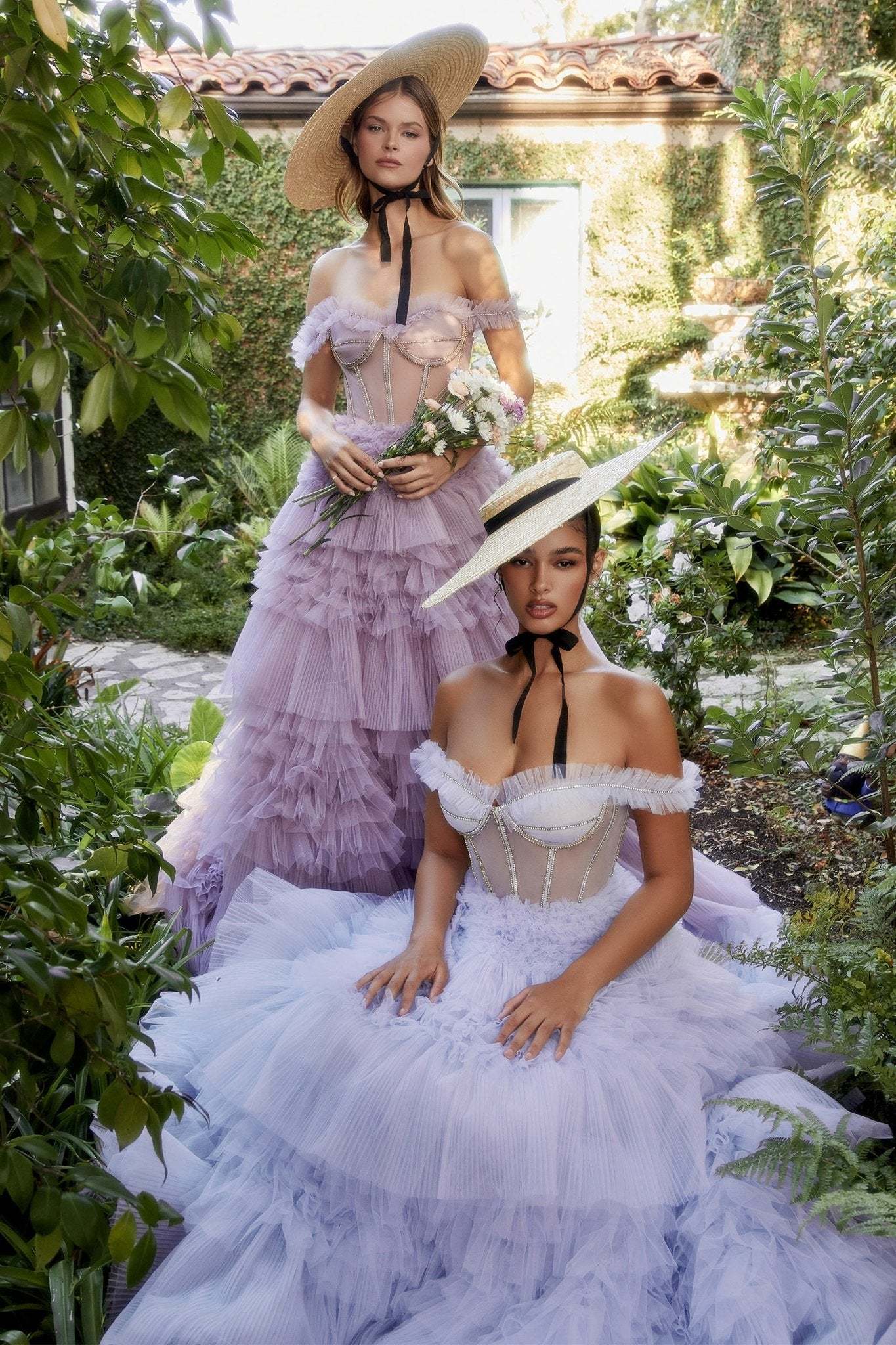 Gorgeous Rhinestone Ornate Corset Pleated Ruffle Gown #A1150
