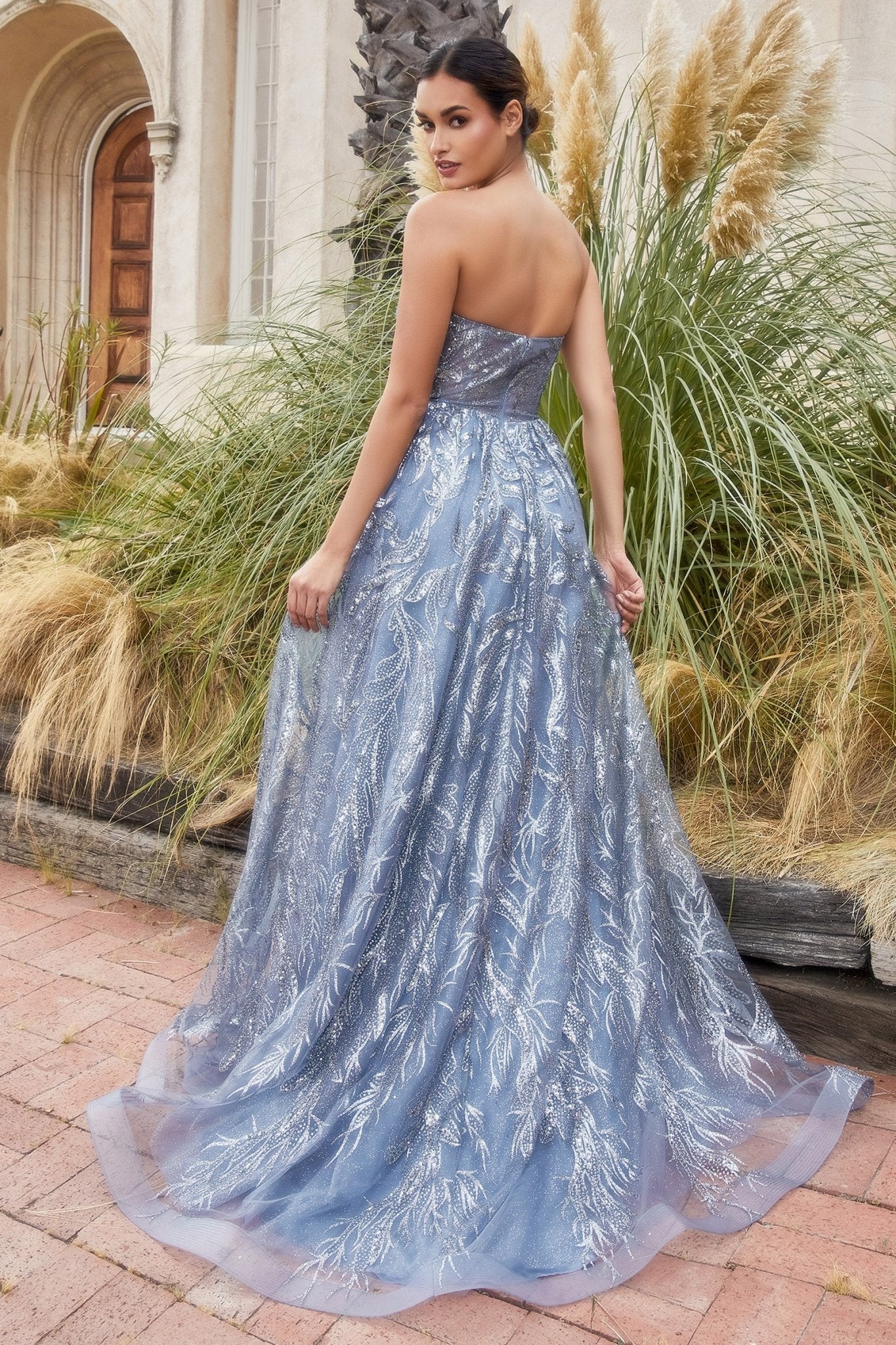 Classic Strapless Leaf Motif Layered Tulle Ball Gown W Matching Shawl #A1174
