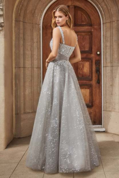Luxurious Layers Tulle Waistline Pearl Taupe Ball Gown #A1181