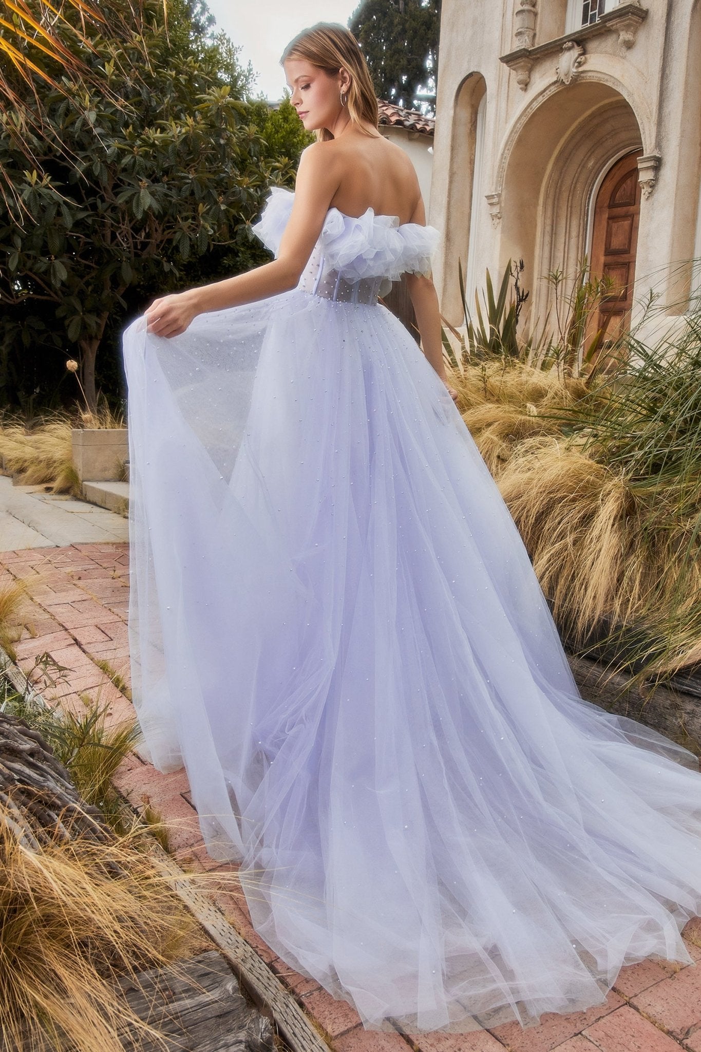 Gorgeous Gathered Tulle Pearl Ball Gown #A1199