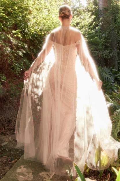 Breathtaking Fitted Off-The-Shoulder Pearl Pleated Tulle Gown #A1219
