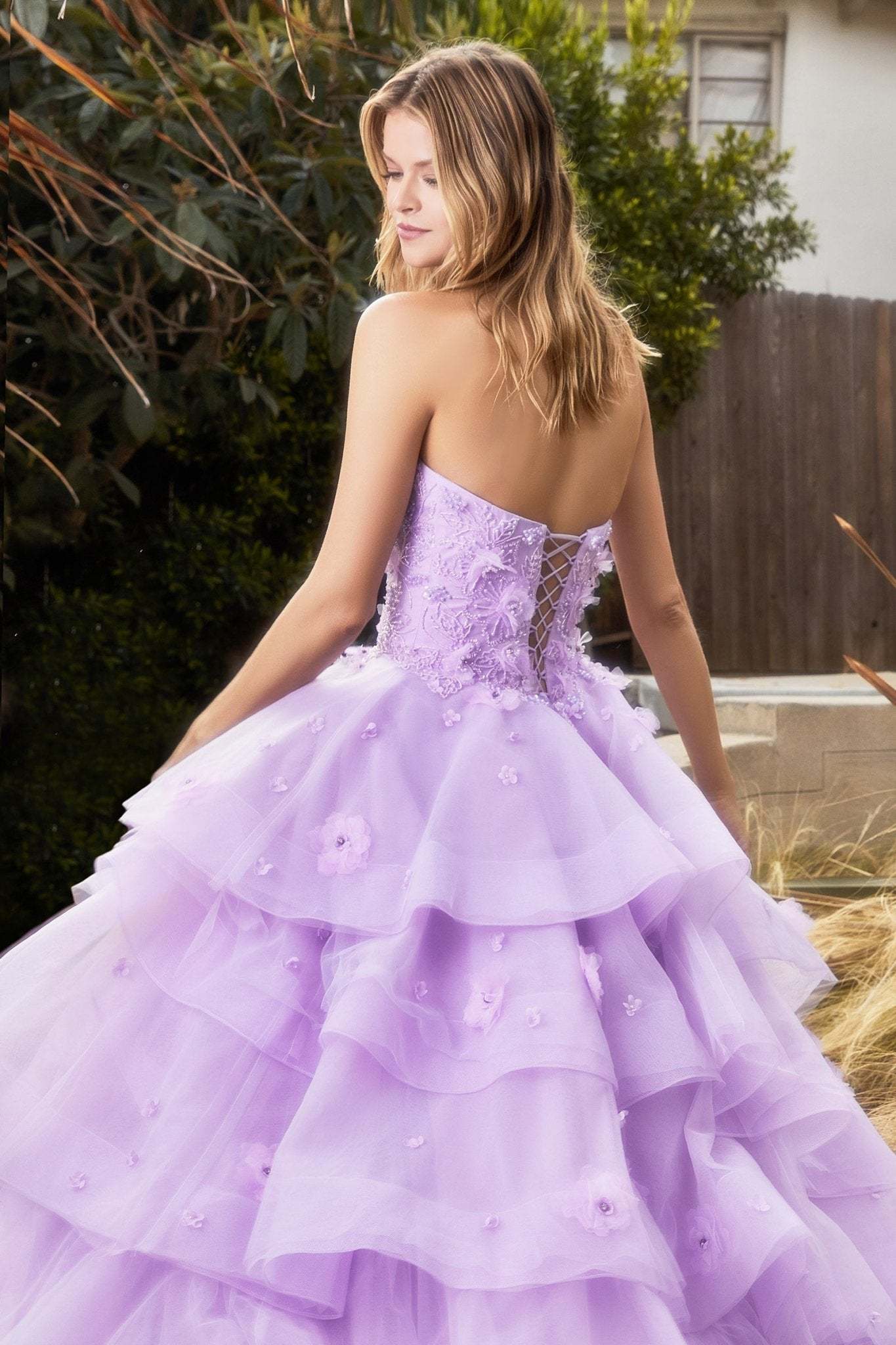 Enthralling Strapless Sweetheart Peony Petal Layered Ball Gown #A1220