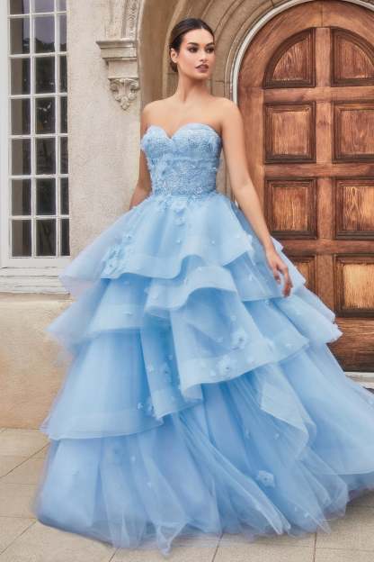 Enthralling Strapless Sweetheart Peony Petal Layered Ball Gown #A1220