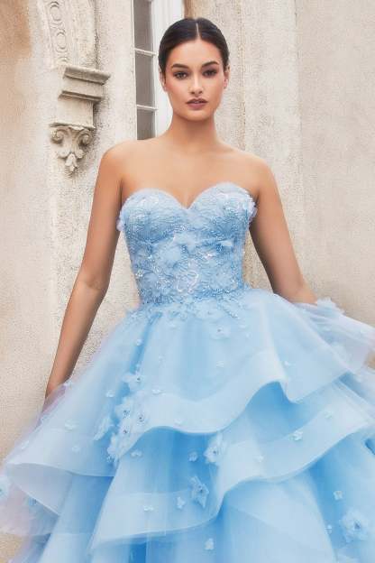 Enthralling Strapless Sweetheart Peony Petal Layered Ball Gown #A1220
