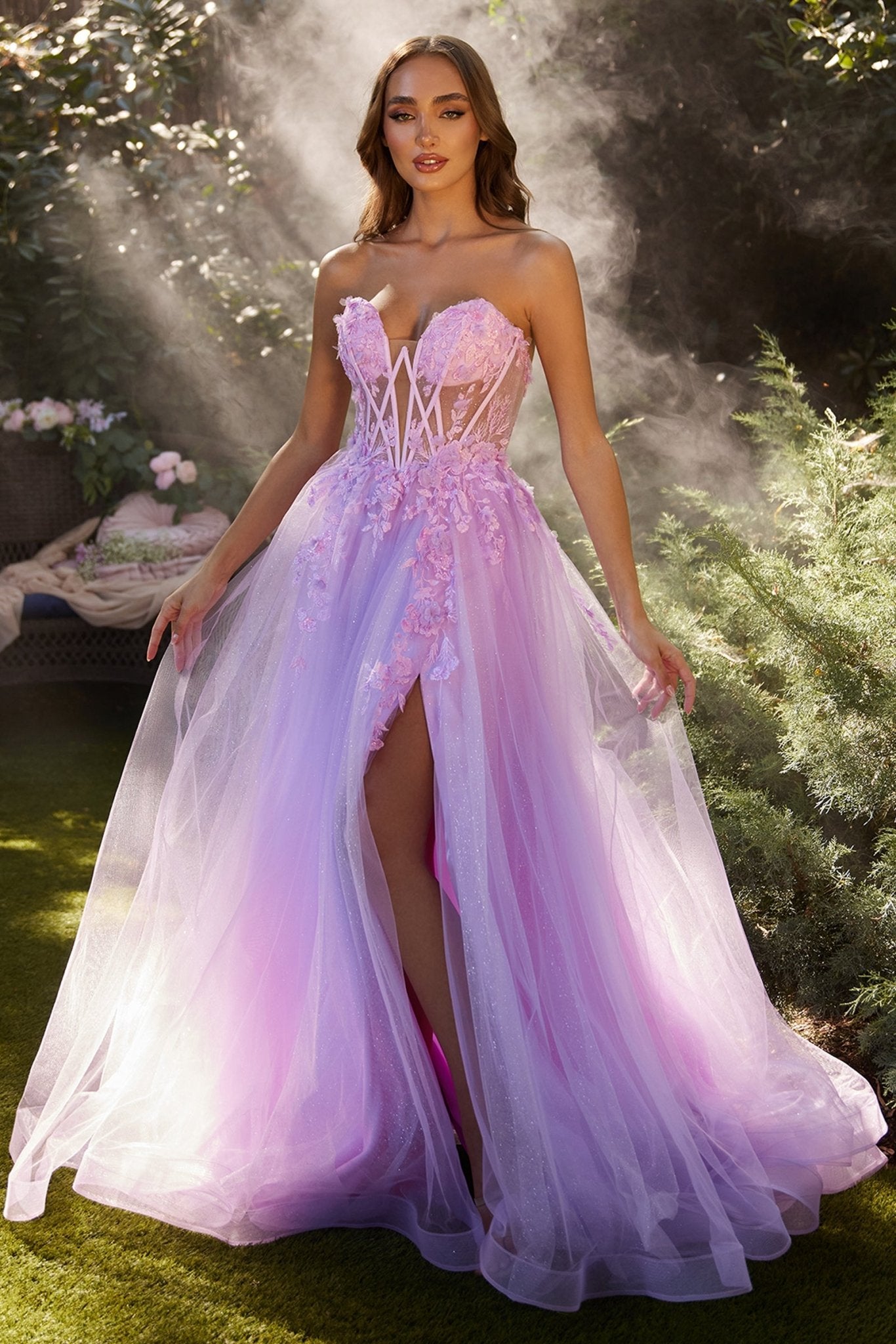 A-Line Strapless Off-The-Shoulder Straps Lace Appliques Gown #A1237