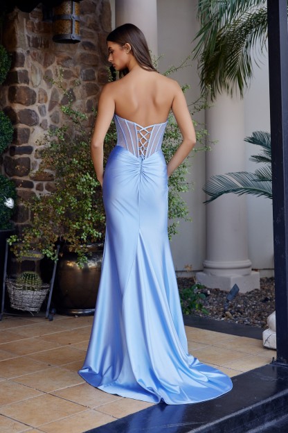 Twist Front Sweetheart Neckline Sequined Boned Bodice Prom Dress #A1737