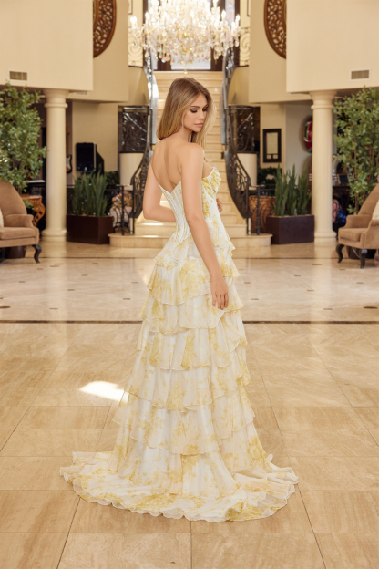 Strapless Ruffle A Line Gown With Beaded Sweetheart Neckline Prom Dress #A1752