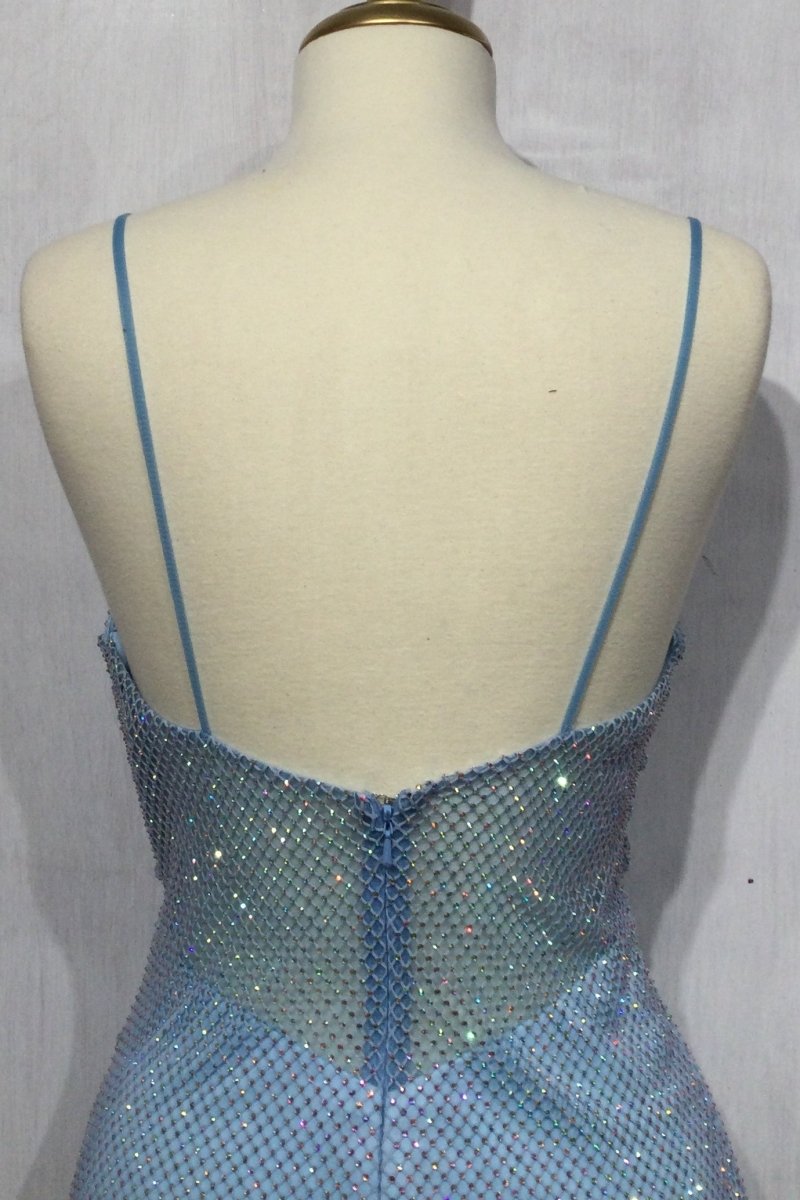 Modern Sweetheart Neckline Delicate Straps Crystal Mesh Gown #CD219