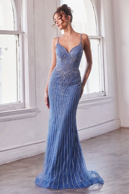 Gorgeous Fitted Thin Strap Sweetheart Neckline Sparkling Rhinestone Gown #CD845