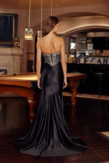 Fit And Flare Silver Sequined Applique Top Scoop Bustline Prom Dress #E1901