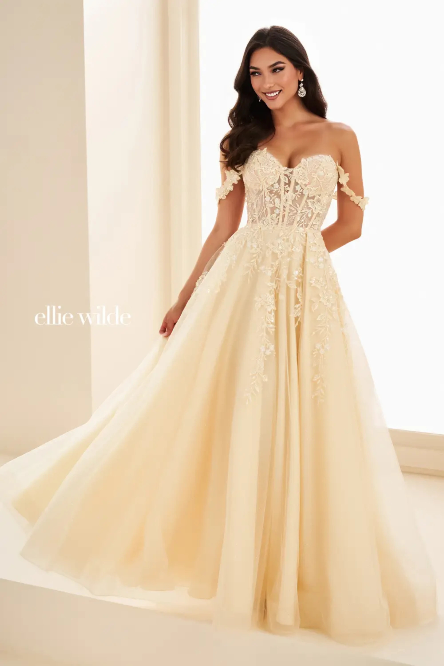 A-Line Sweetheart  Glitter Tulle And Floral Lace Appliques Prom Dress #EW35101