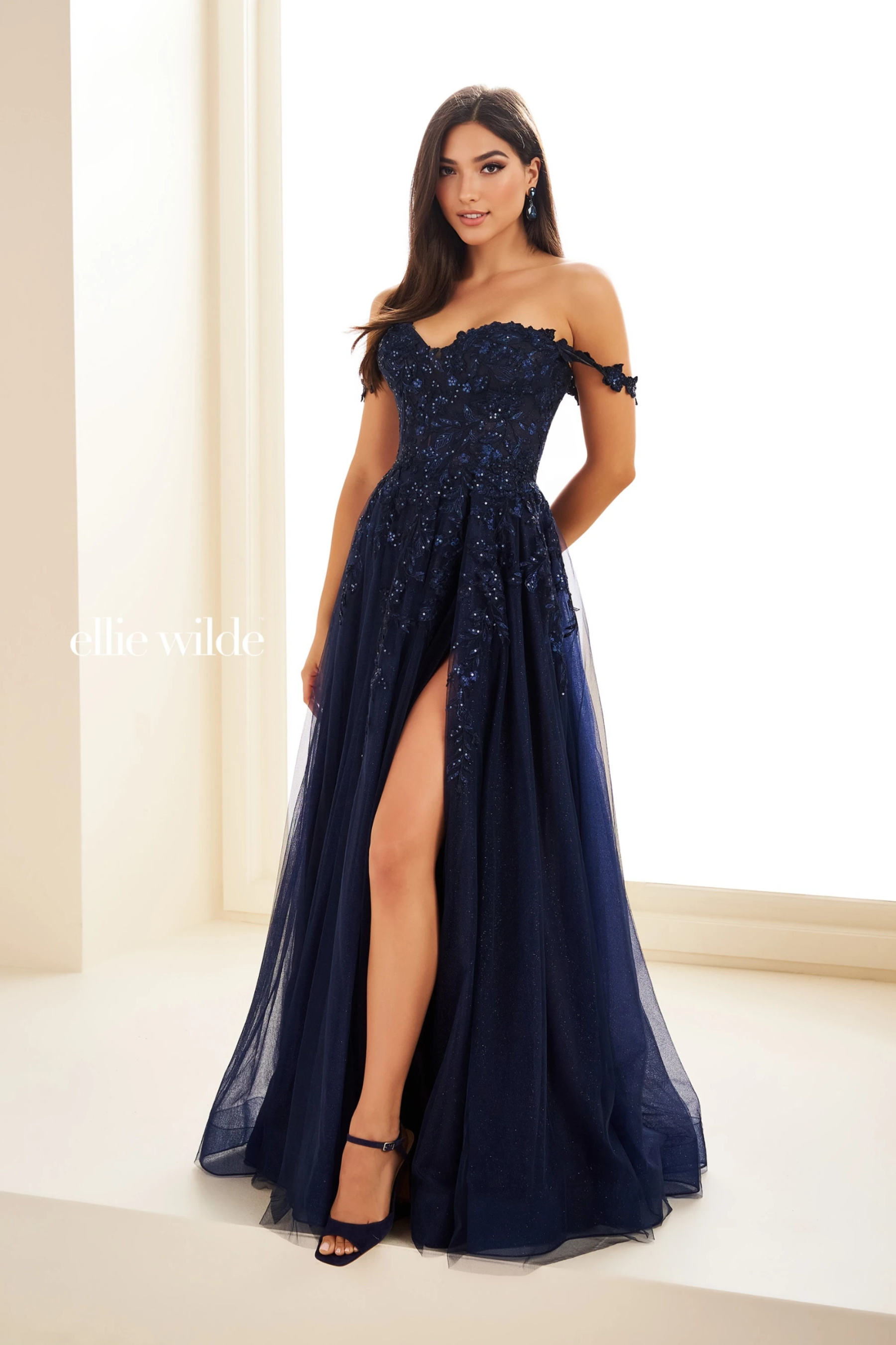 A-Line Sweetheart  Glitter Tulle And Floral Lace Appliques Prom Dress #EW35101