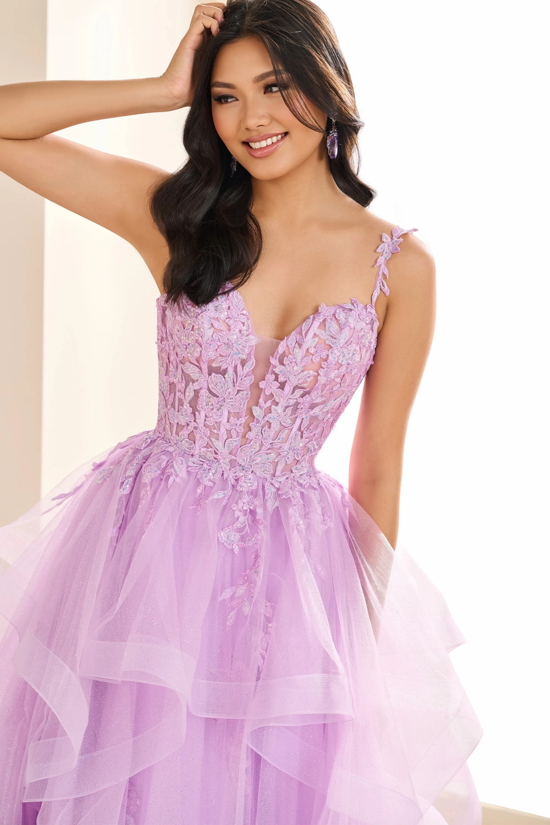 A-Line Sweetheart Lace Applique Sequin Prom Dress #EW36081