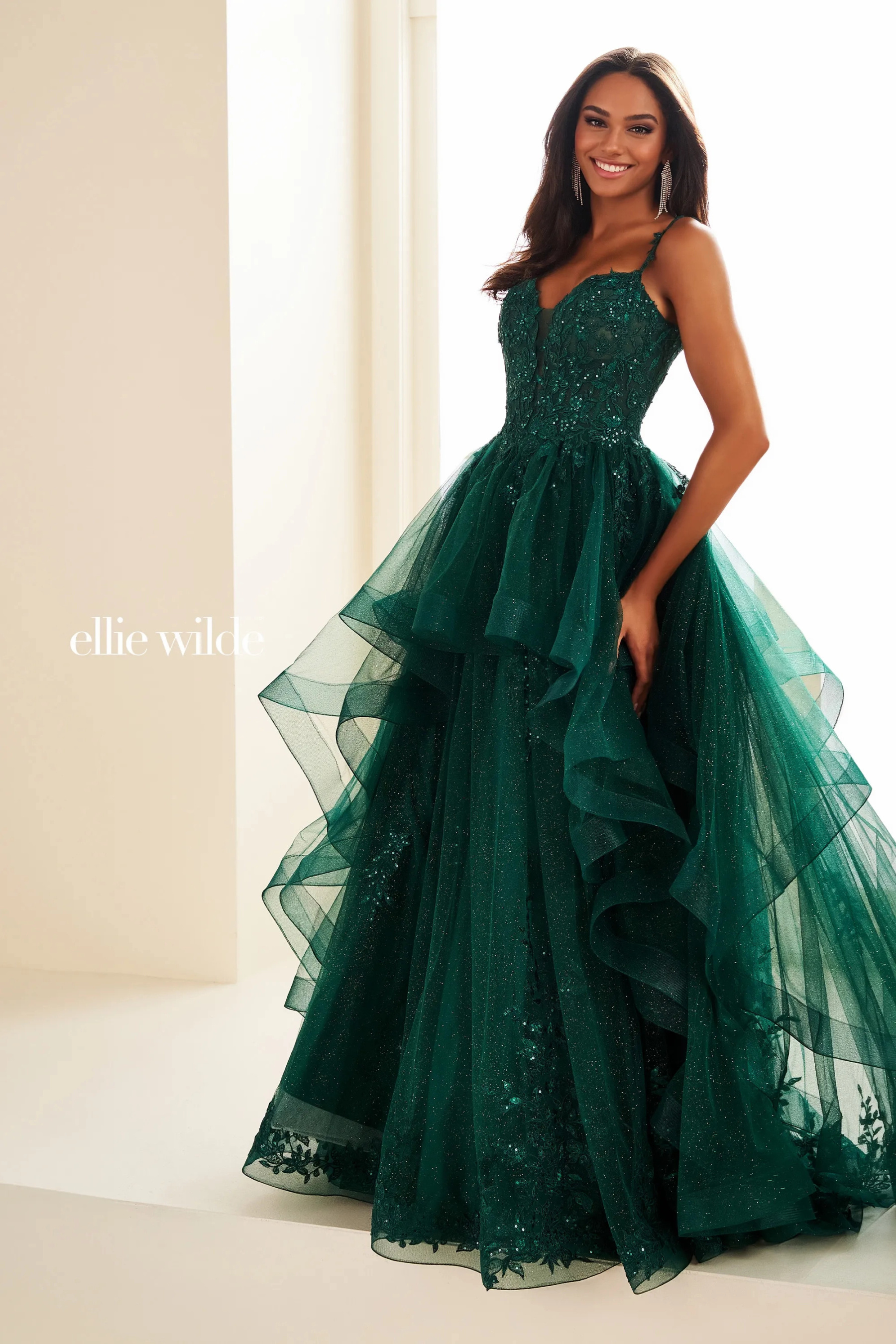 A-Line Sweetheart Lace Applique Sequin Prom Dress #EW36081