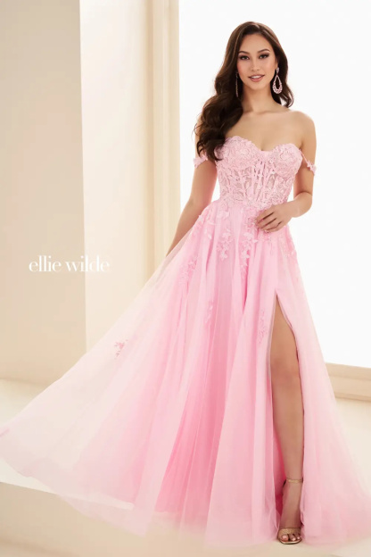 Flirty A-Line Sweetheart Off-Shoulder Straps Corset Bodice Prom Dress#EW36083