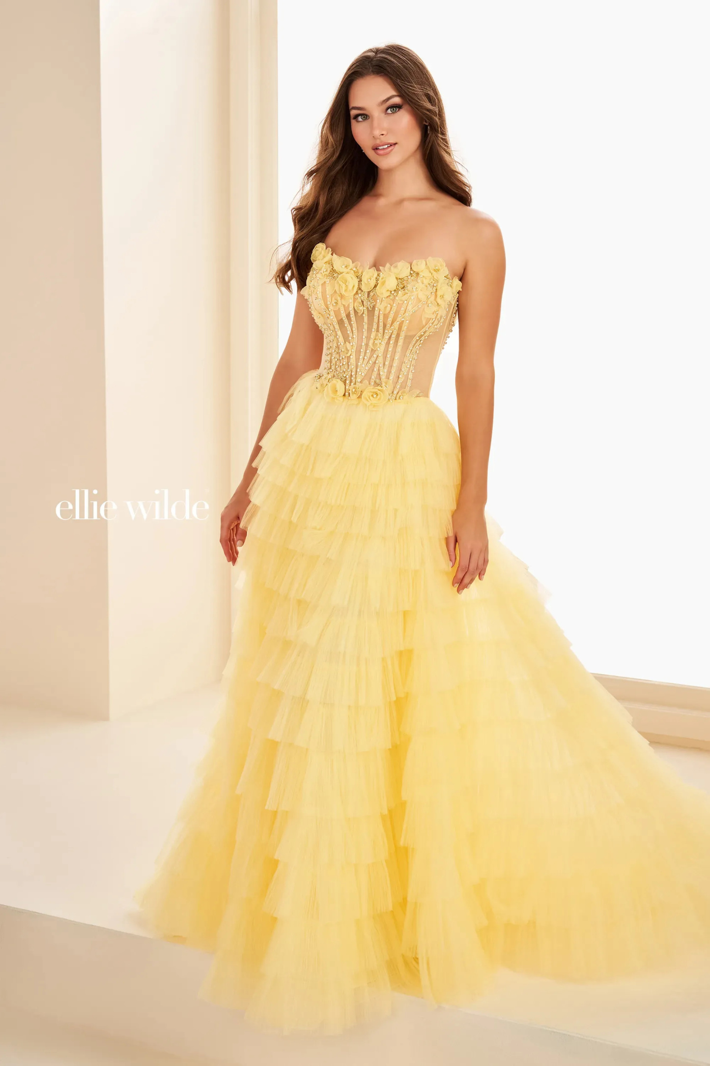 A-Line Sweetheart Beading Tiered Ruffle Skirt Prom Dress #EW37026