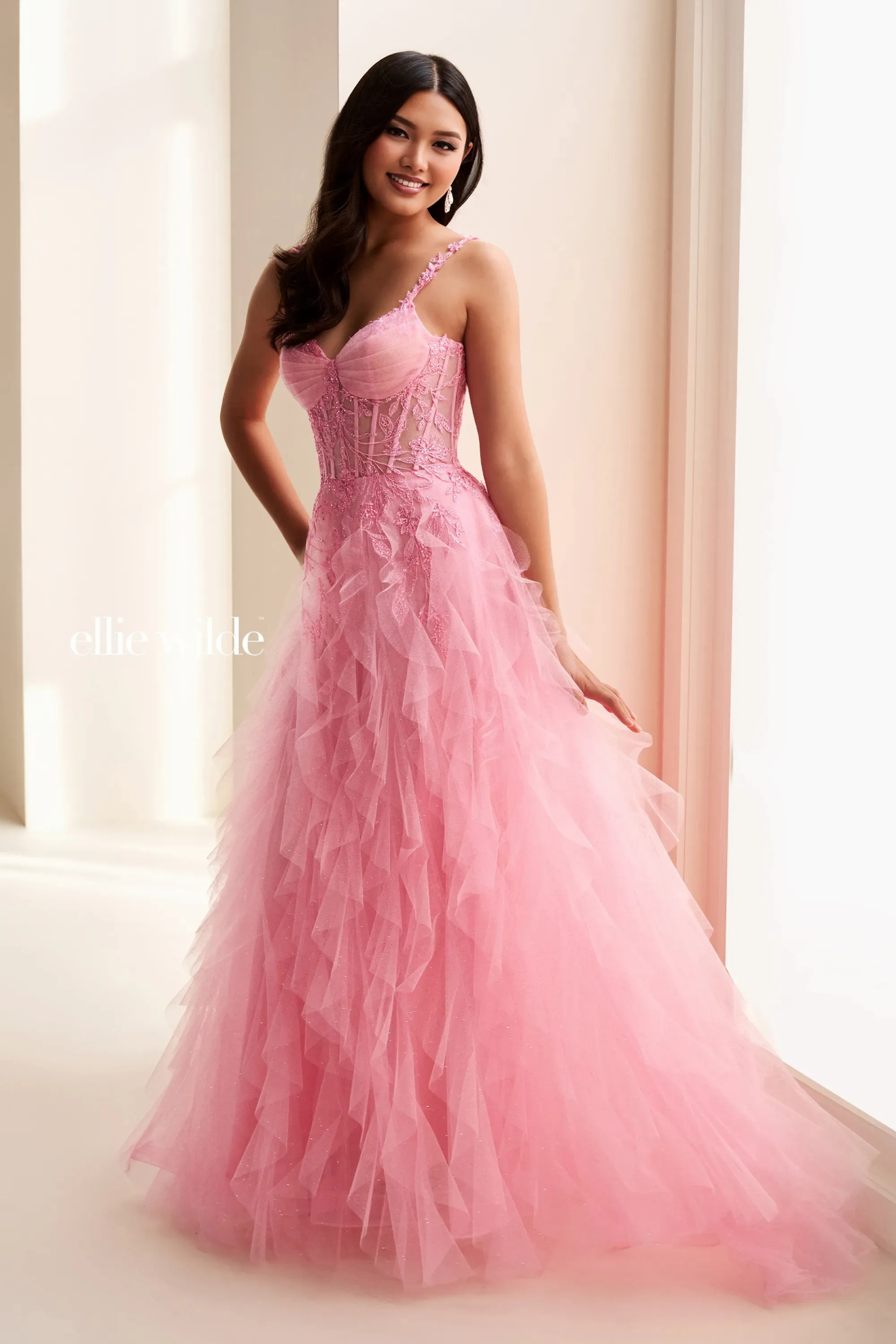 Ball Gown Sweetheart Lace Applique Stone Accents Prom Dress #EW37031