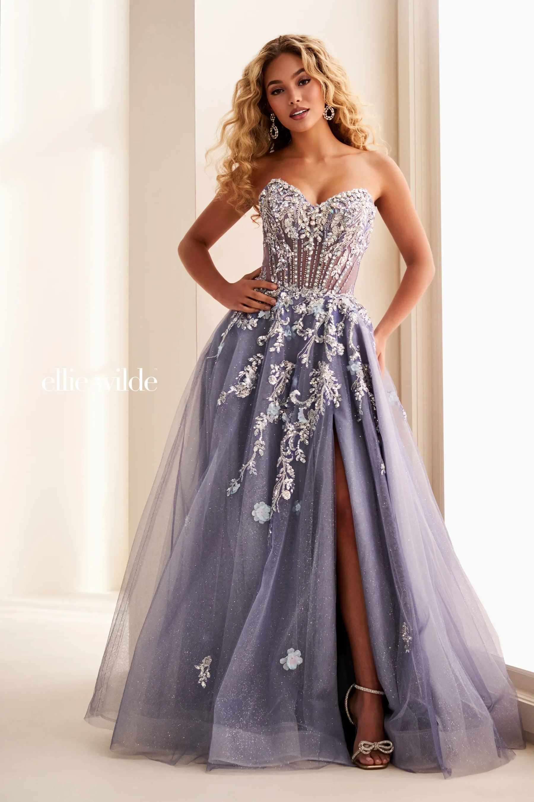 Ball Gown Sweetheart Sparkly Strapless Prom Dress w/ Pockets #EW37119