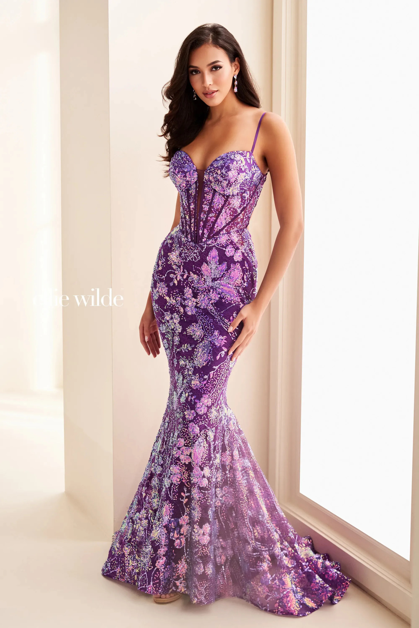 Mermaid Curved Neckline Strapless Sparkling Sequins Prom Dress #EW37127