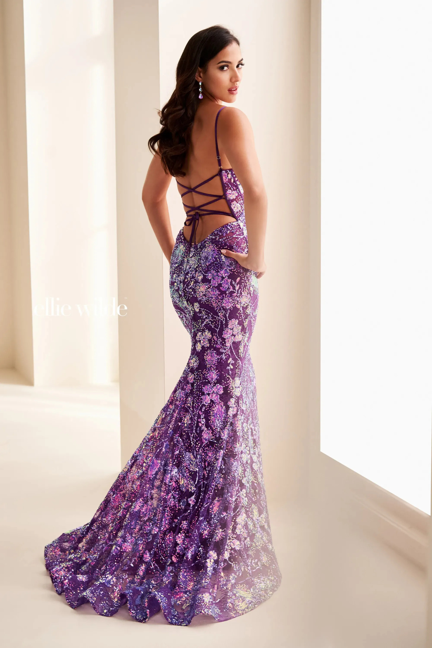 Mermaid Curved Neckline Strapless Sparkling Sequins Prom Dress #EW37127