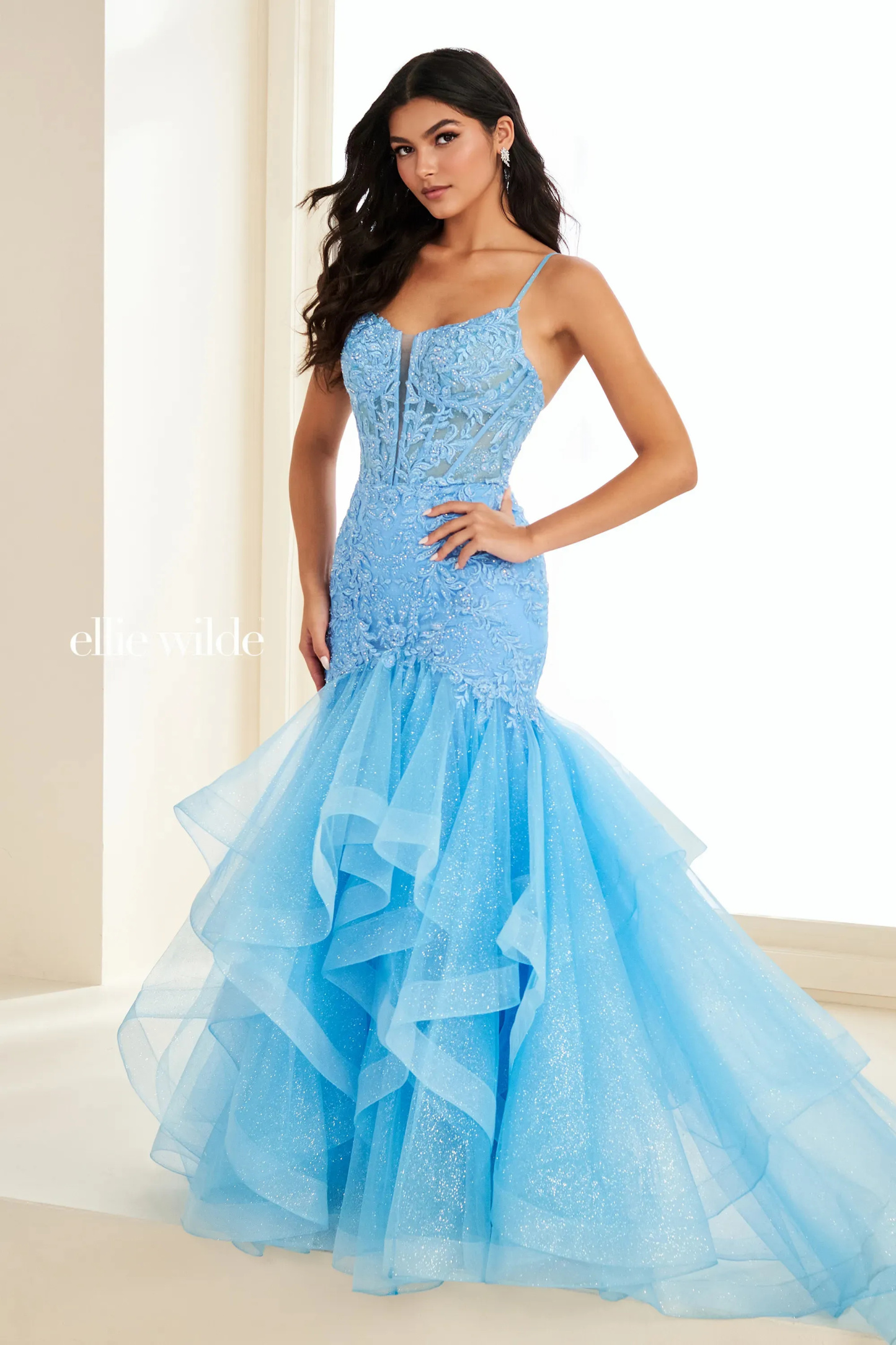 Trumpet Sweetheart Tiered Ruffles Low Back Prom Dress #EW37207