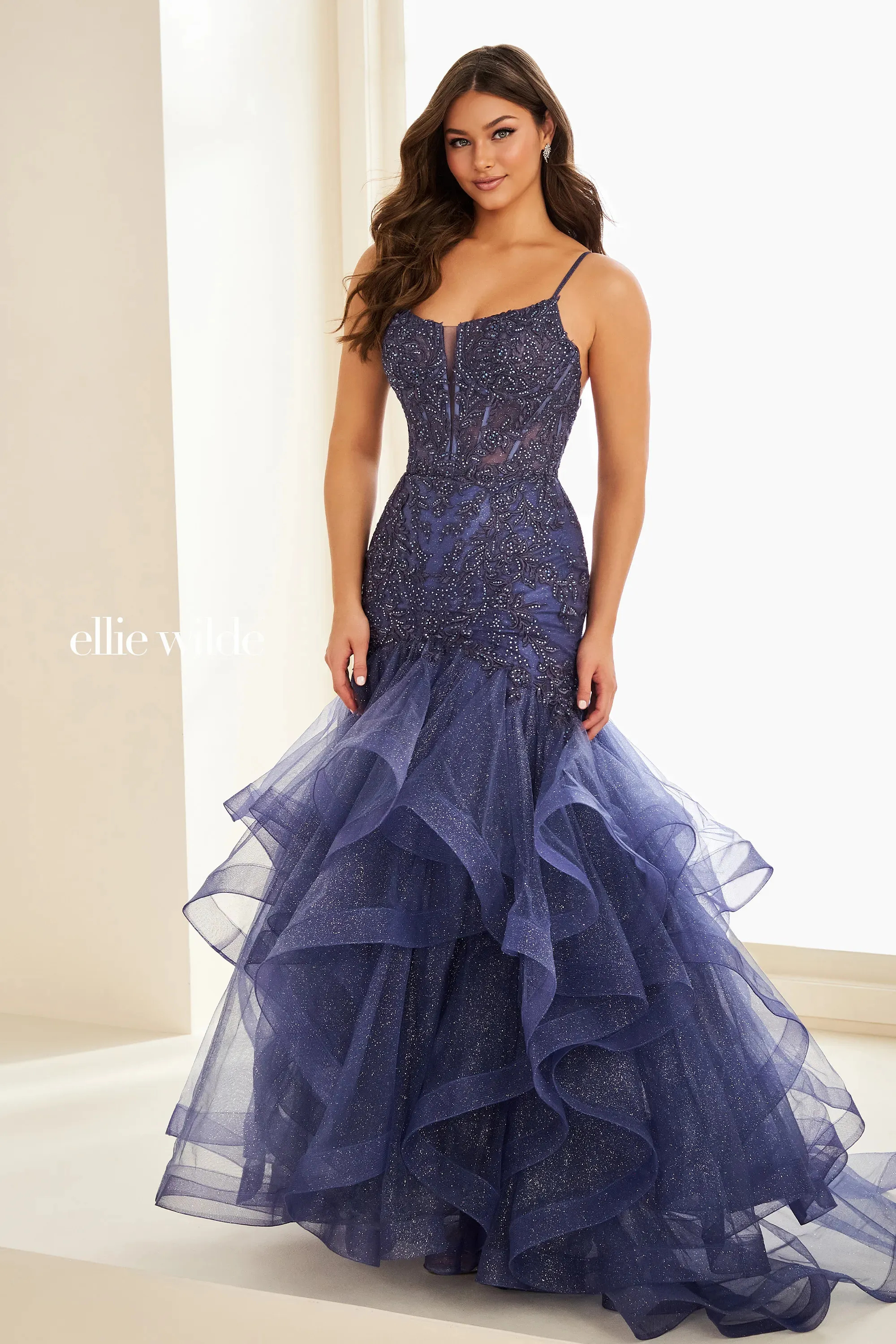 Trumpet Sweetheart Tiered Ruffles Low Back Prom Dress #EW37207