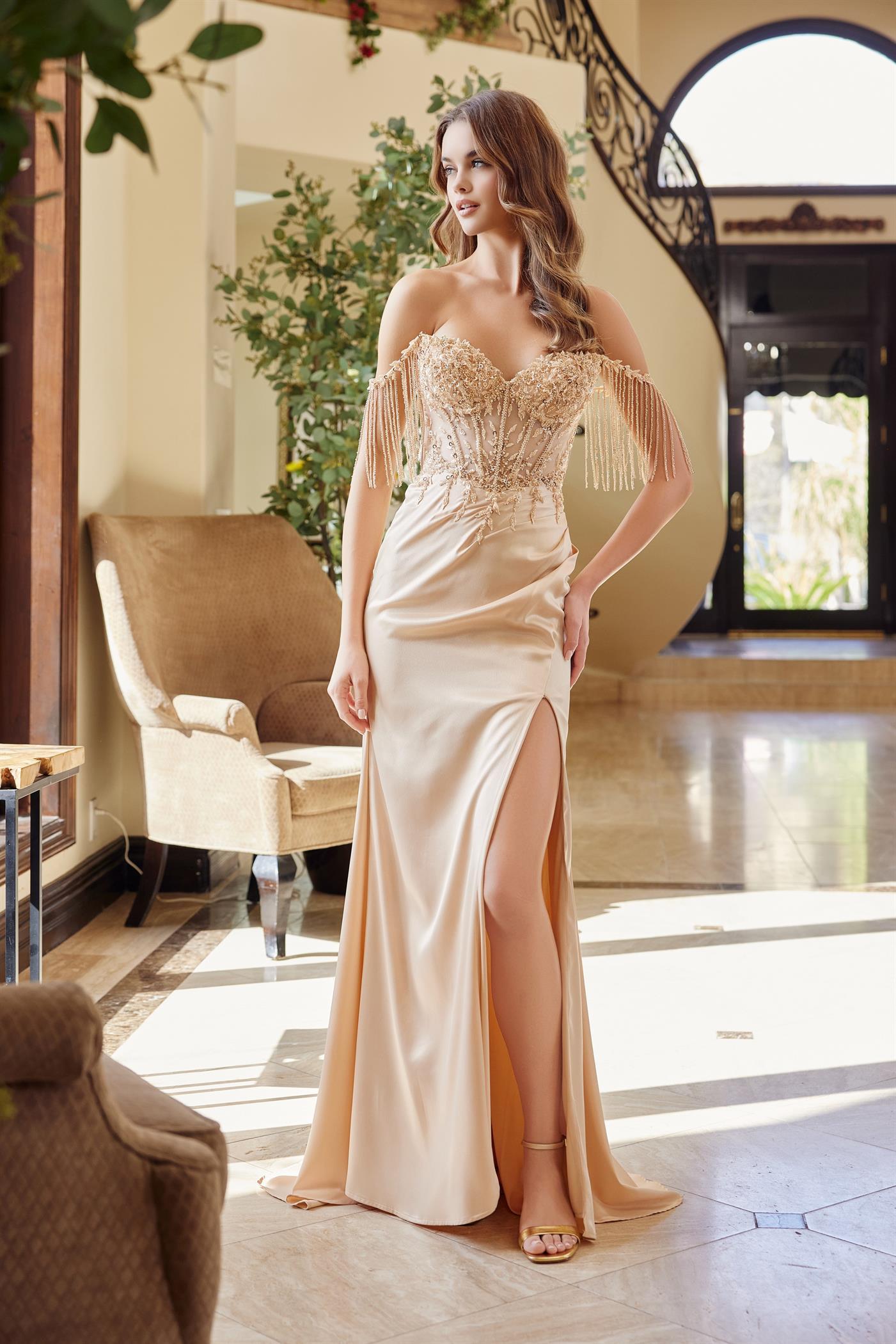 Sweetheart Sequin Applique Off-Shoulder Straps Prom Dress #F1571