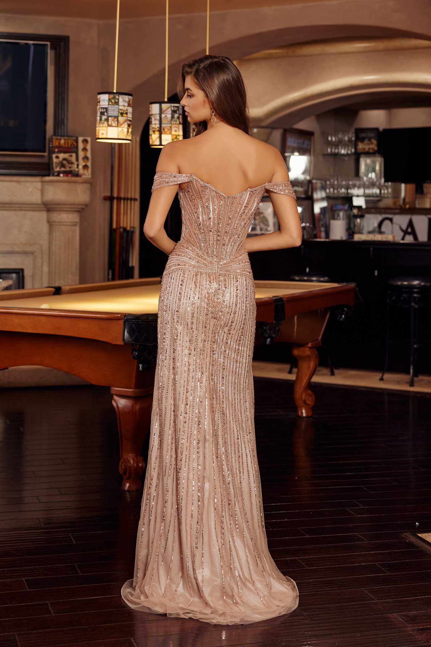 Stunning Full Sequined Beaded Applique V Neckiline Prom Dress #F1728