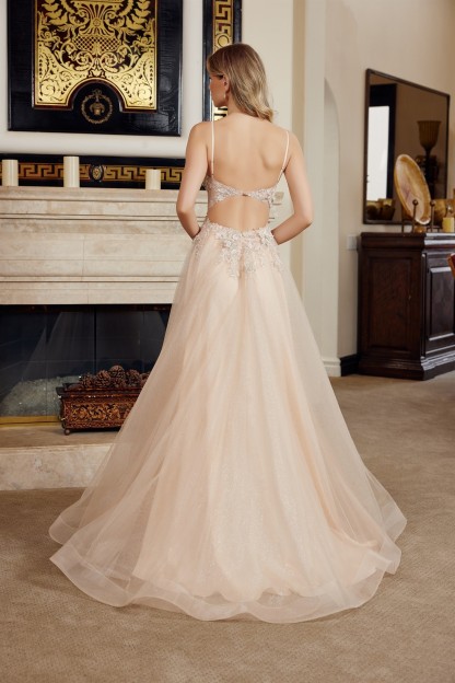 Long A Line Gown Sweetheart Bustline With Spaghetti Straps Prom Dress #G1787