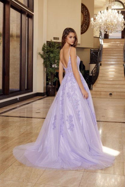 Ball Gown With A Straight Across Bustline Spaghetti Straps Prom Dress #H1880